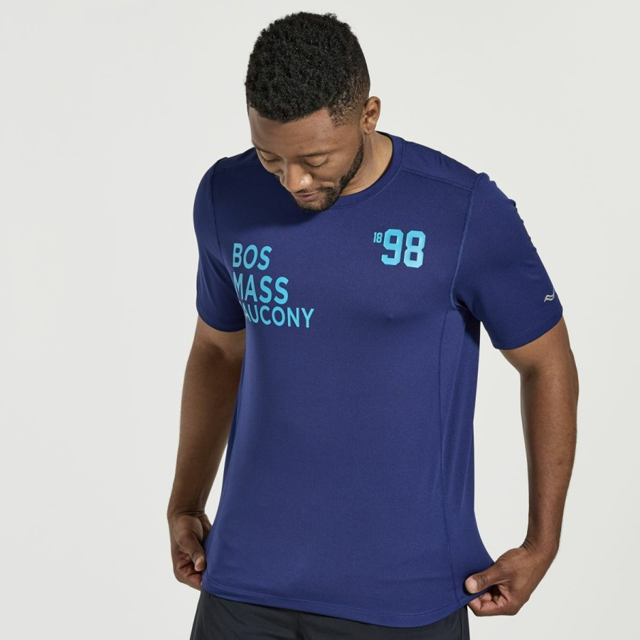 Clothing * | Saucony Less Expensive Men'S Stopwatch Graphic Short Sleeve