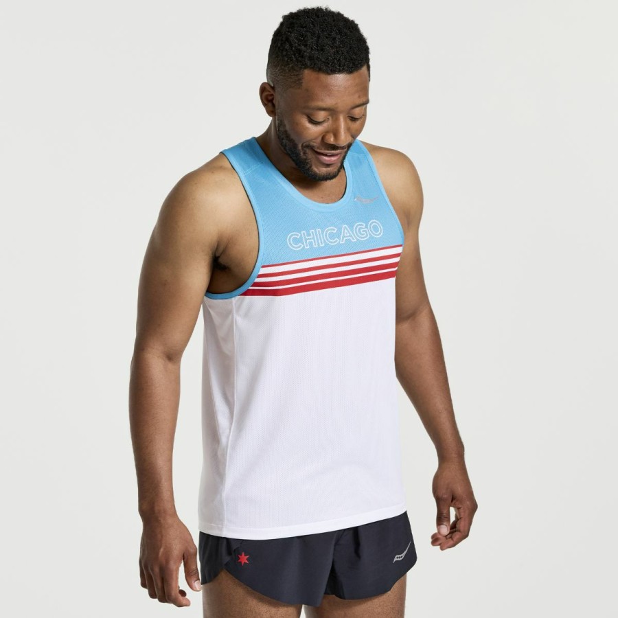 Clothing * | Saucony Tendy Style Men'S Chicago Stopwatch Singlet