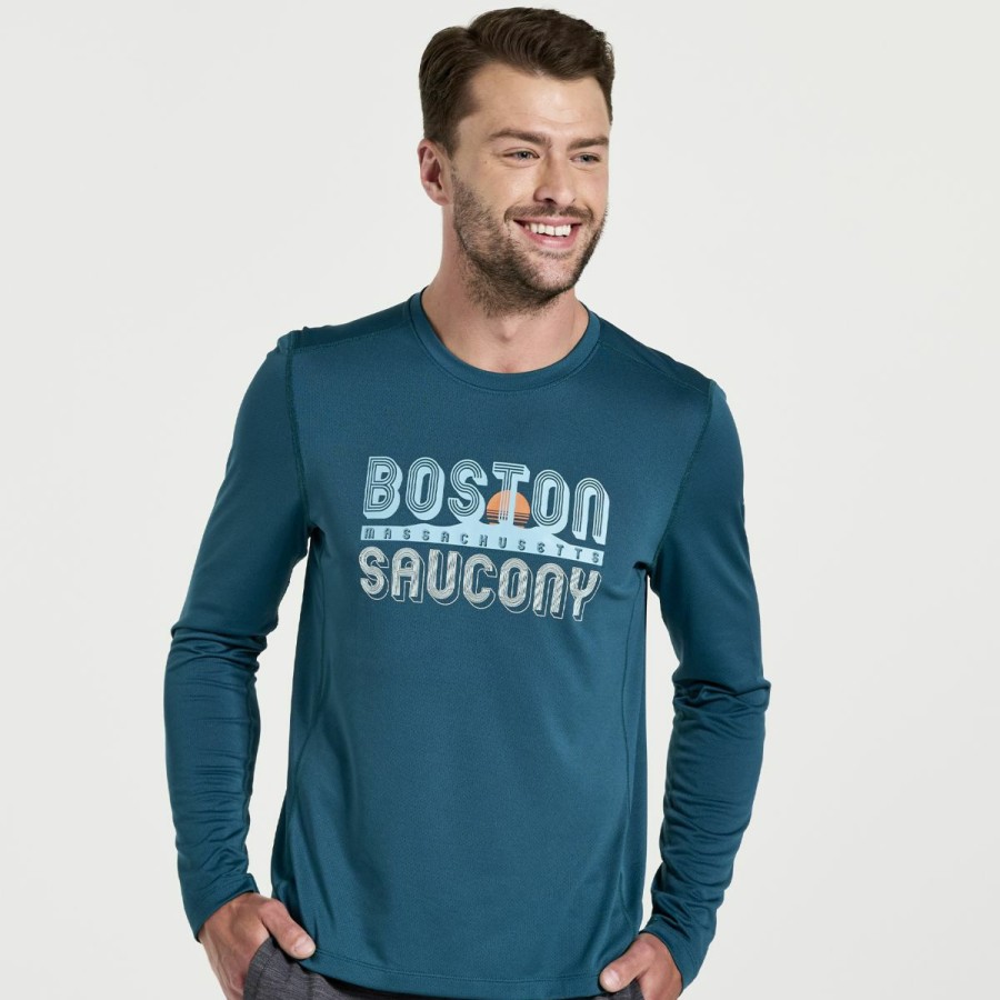 Clothing * | Saucony Attractive Men'S Stopwatch Graphic Long Sleeve